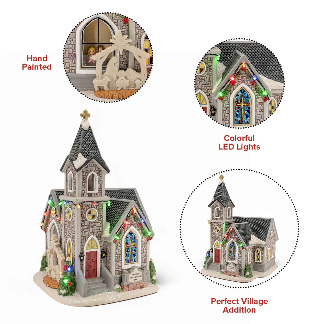 FG Square Christmas Village: Corner Cathedral sparkle-castle