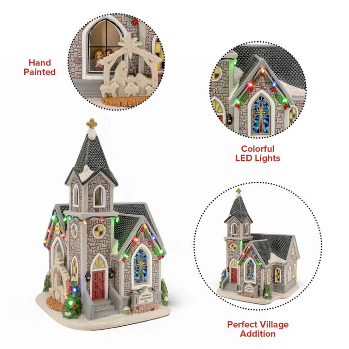 FG Square Christmas Village: Corner Cathedral sparkle-castle