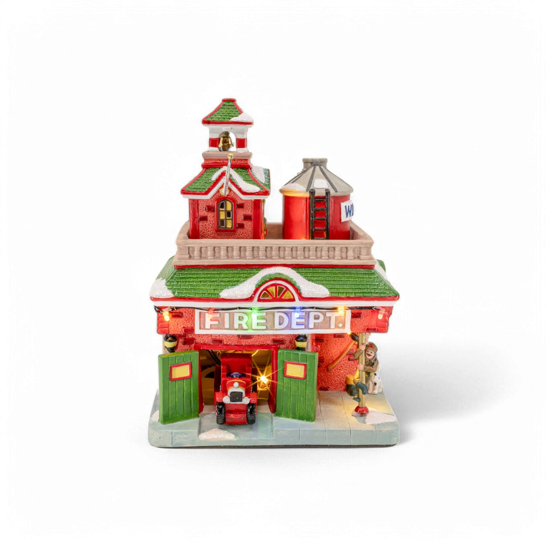 FG Square Christmas Village: Vintage Fire Department sparkle-castle