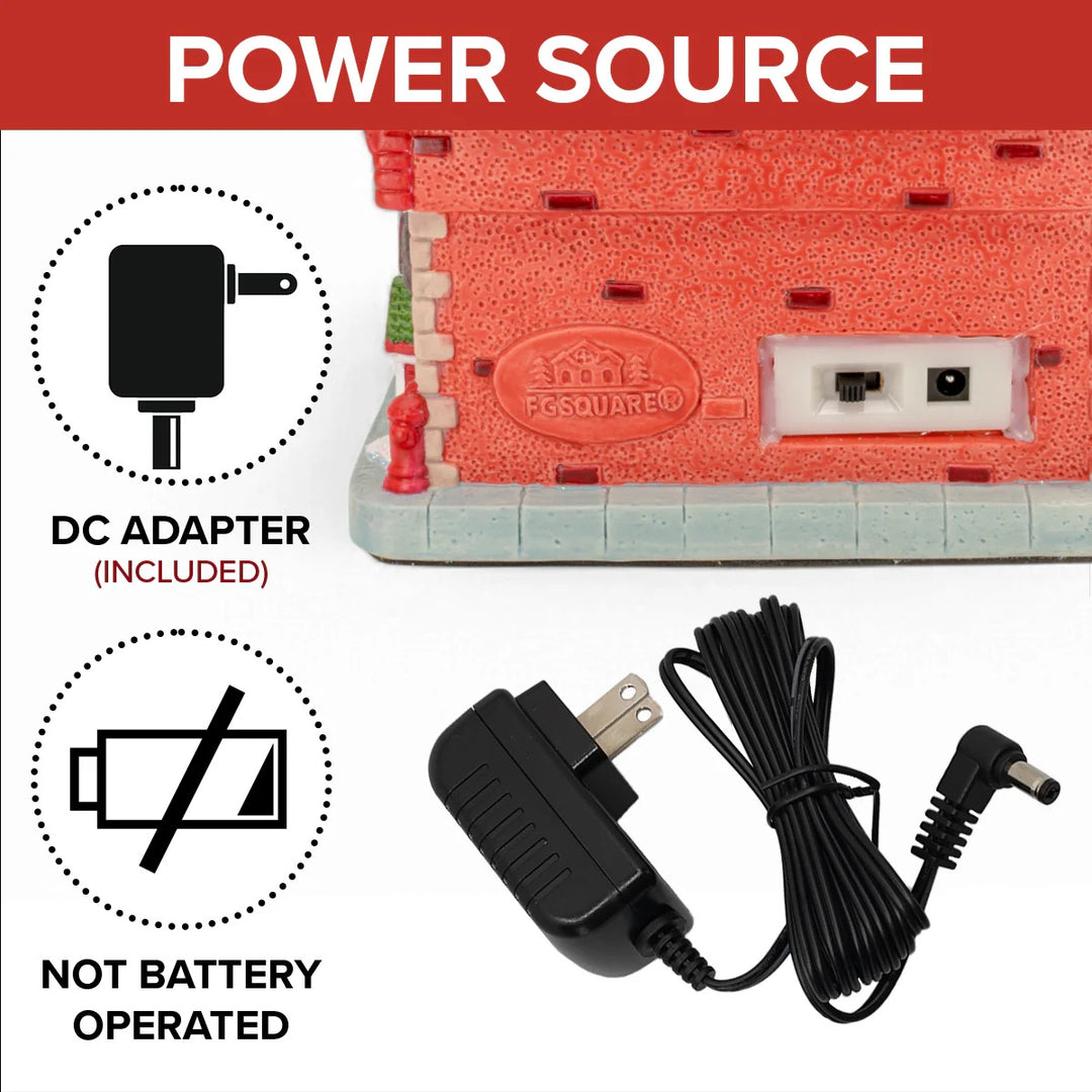 FG Square Christmas Village: Vintage Fire Department sparkle-castle