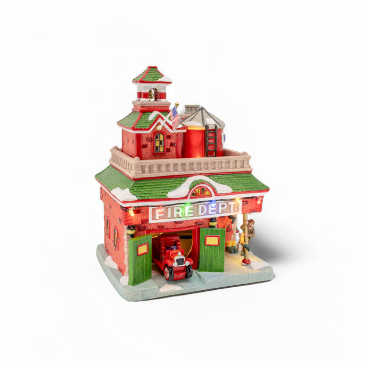 FG Square Christmas Village: Vintage Fire Department sparkle-castle