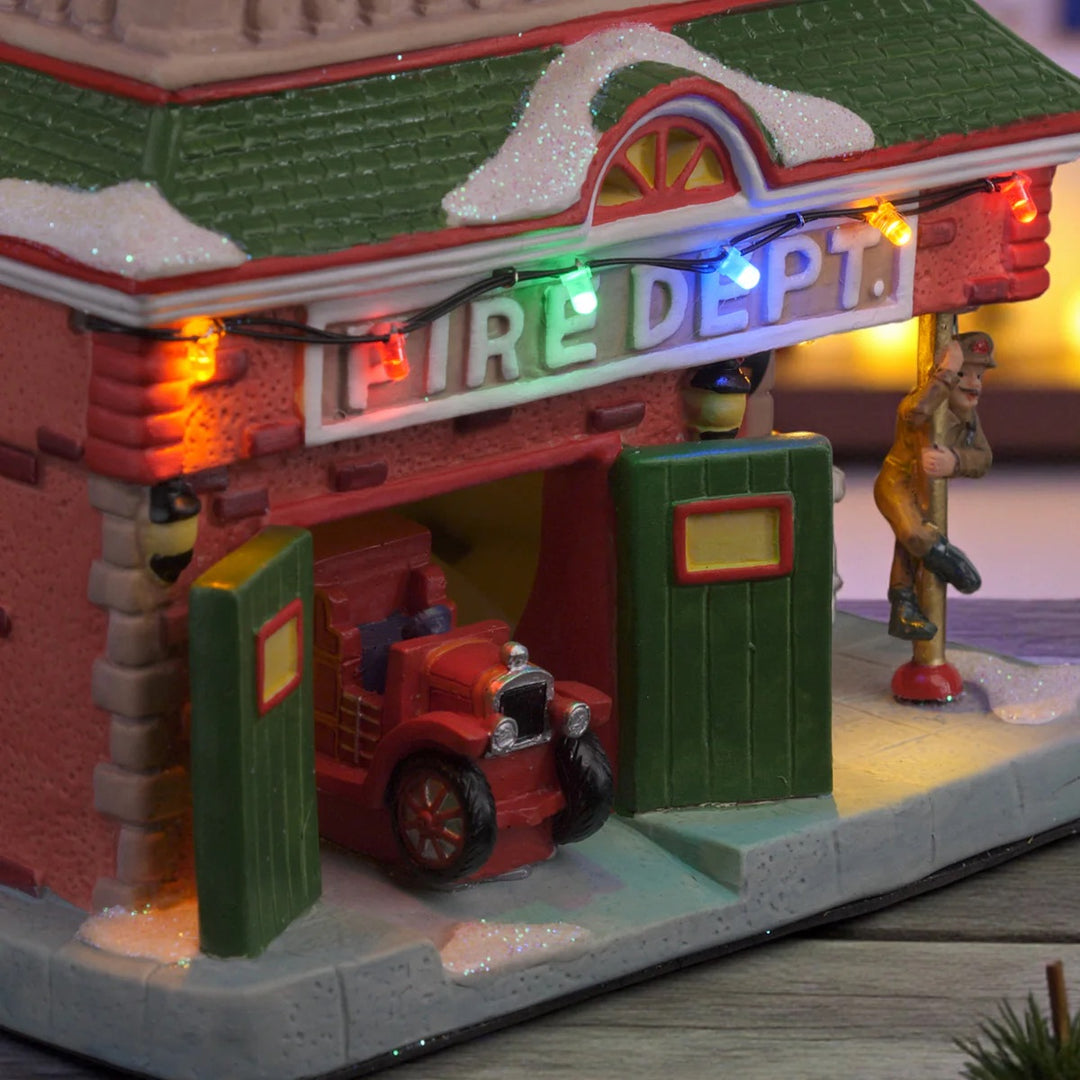 FG Square Christmas Village: Vintage Fire Department sparkle-castle