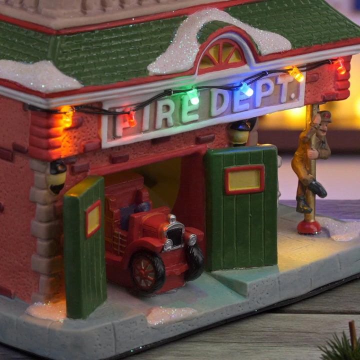 FG Square Christmas Village: Vintage Fire Department sparkle-castle