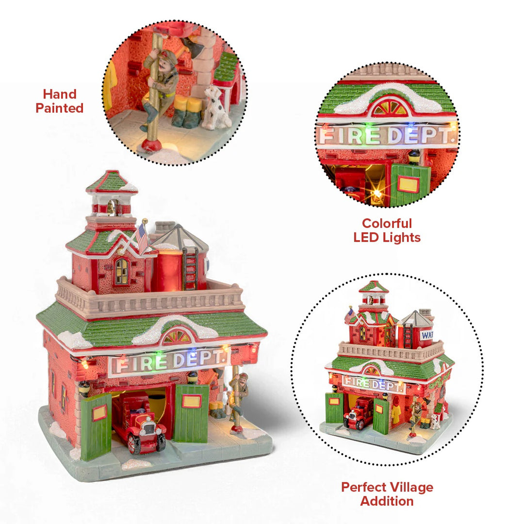 FG Square Christmas Village: Vintage Fire Department sparkle-castle