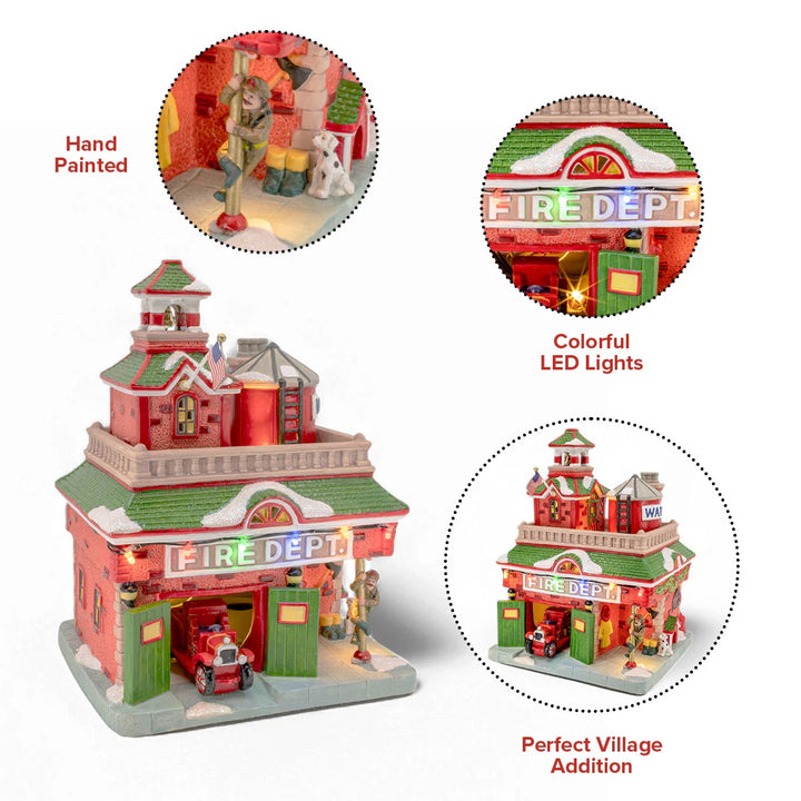 FG Square Christmas Village: Vintage Fire Department sparkle-castle