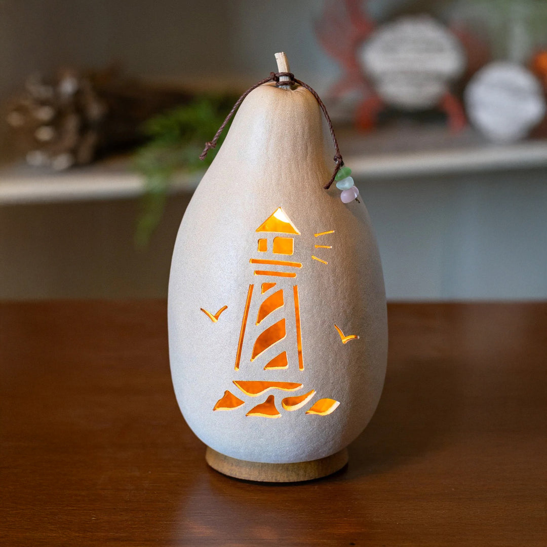 Meadowbrooke Gourds: Light House Medium Lit Figurine sparkle-castle