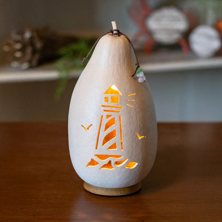 Meadowbrooke Gourds: Light House Medium Lit Figurine sparkle-castle