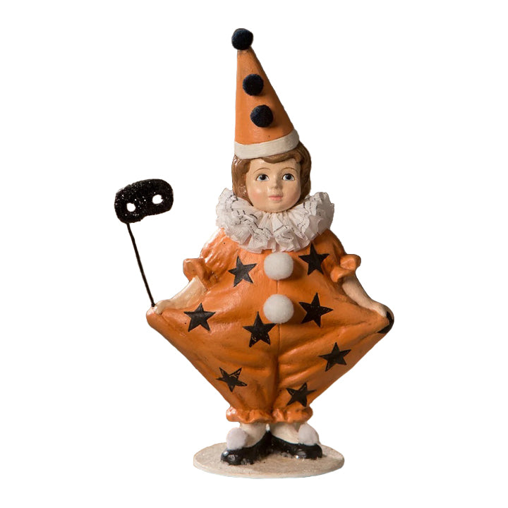 Bethany Lowe: Halloween Masquerade Clown Girl Figurine sparkle-castle