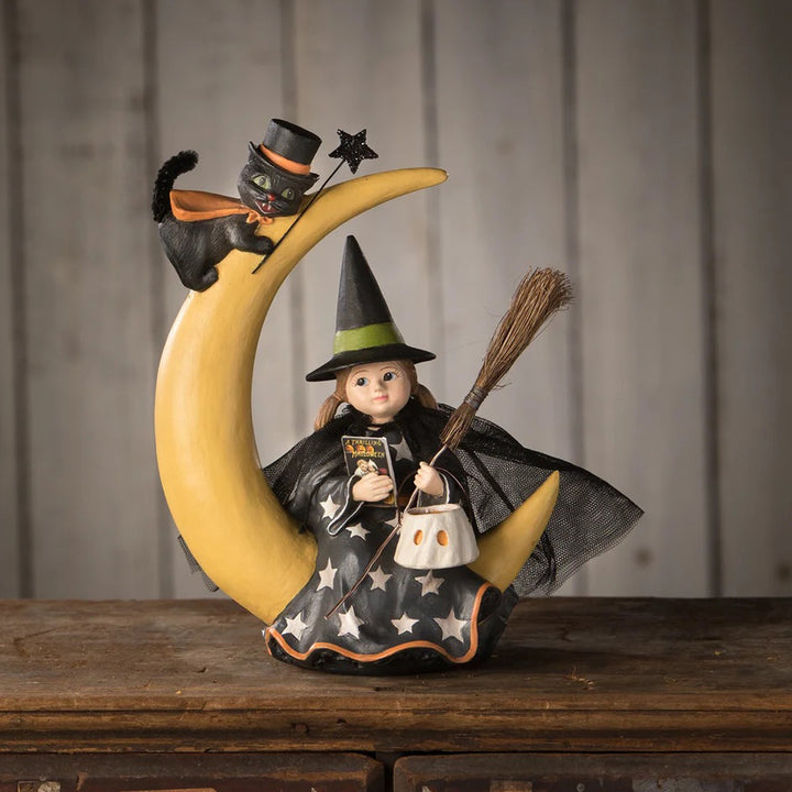 Bethany Lowe: Halloween Mara on Moon Figurine sparkle-castle