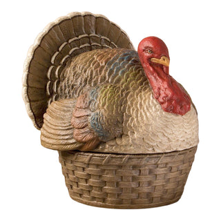 Bethany Lowe: Thanksgiving Vintage Turkey Basket Container sparkle-castle