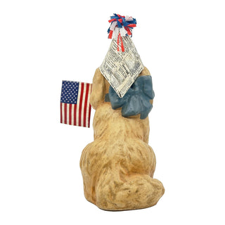 Bethany Lowe: Patriotic Puppy with Newspaper Hat Figurine sparkle-castle