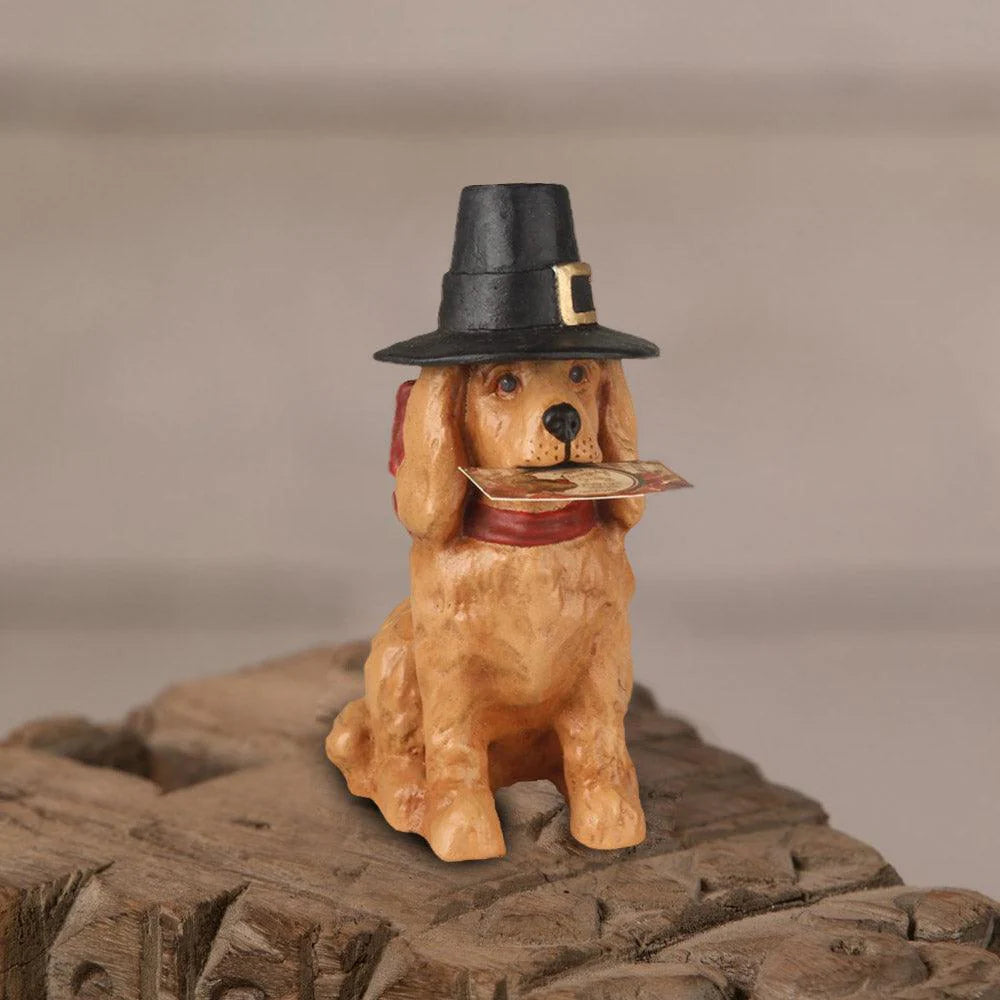 Bethany Lowe: Thanksgiving Dog Figurine sparkle-castle