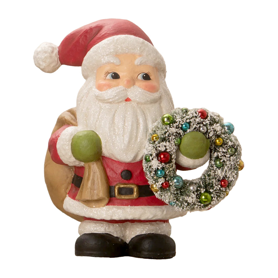 Bethany Lowe: Fat Santa with Wreath Figurine sparkle-castle