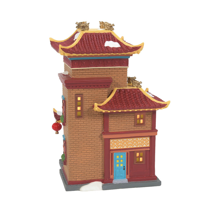 Department 56 Christmas in the City Village: Lunar Dragon Tea House sparkle-castle
