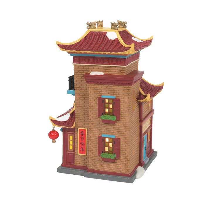 Department 56 Christmas in the City Village: Lunar Dragon Tea House sparkle-castle