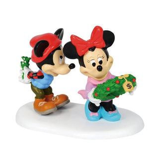 Department 56 Disney Snow Village Accessory: Mickey's Mistletoe Surprise sparkle-castle