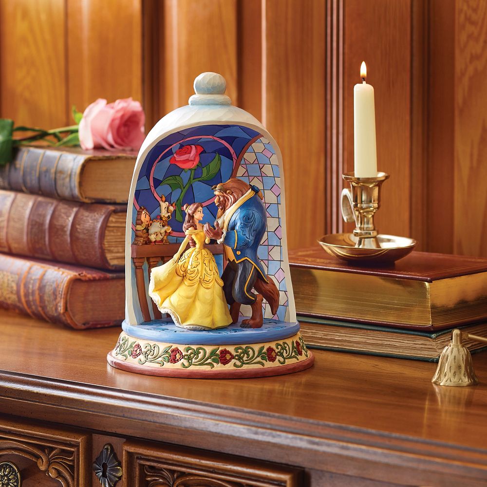 Jim Shore Disney Traditions: Beauty and the Beast Rose Dome Figurine sparkle-castle