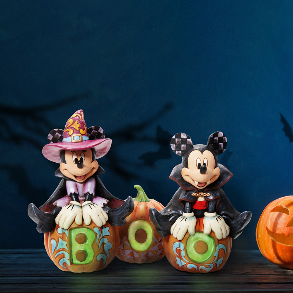 Jim Shore Disney Traditions: Mickey & Minnie Boo Pumpkins Figurine