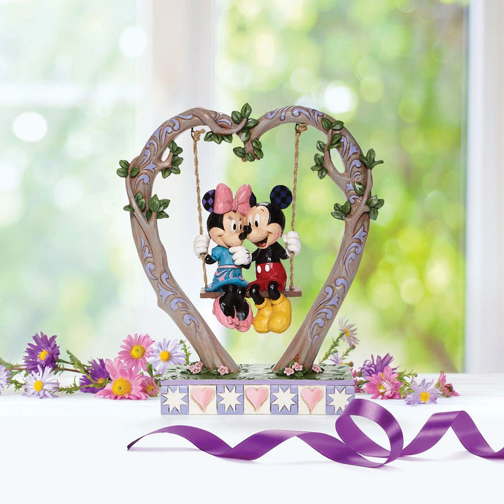 Jim Shore Disney Traditions: Mickey & Minnie on Swing Figurine sparkle-castle