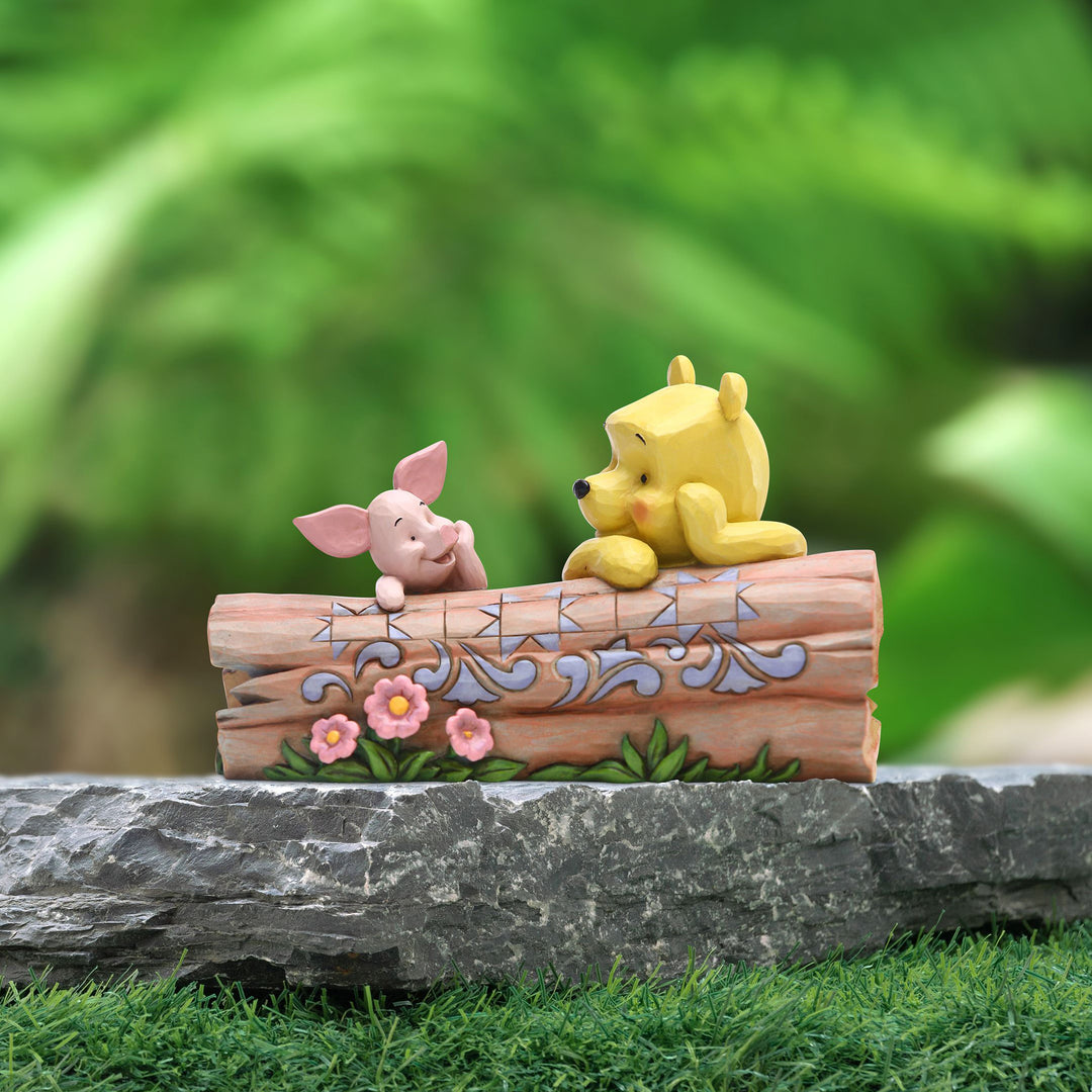 Jim Shore Disney Traditions: Pooh and Piglet by Log Figurine sparkle-castle