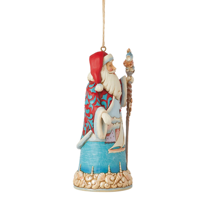 Jim Shore Heartwood Creek: Coastal Santa with Fish Staff Hanging Ornament