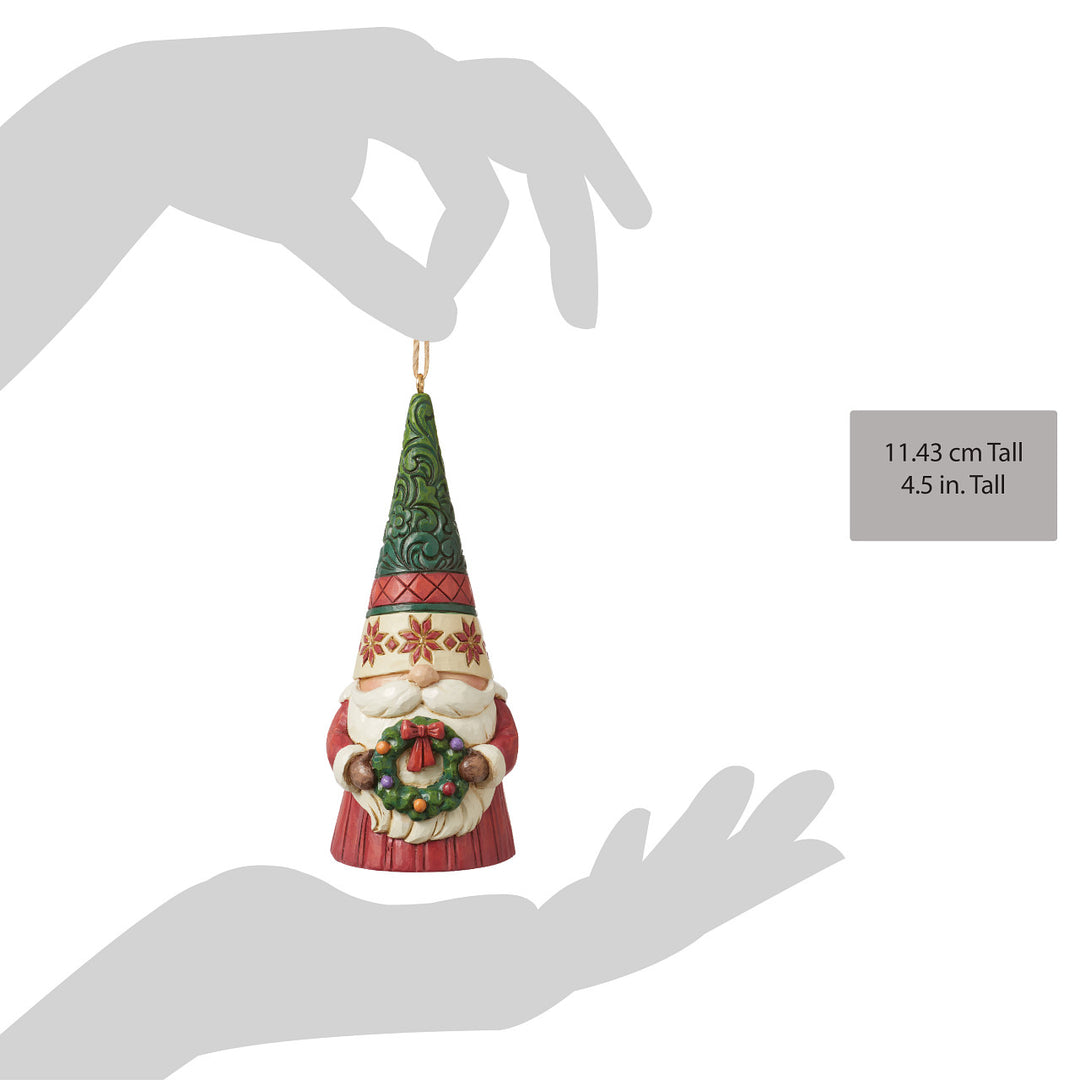 Jim Shore Heartwood Creek: Gnome Holding Wreath Hanging Ornament sparkle-castle