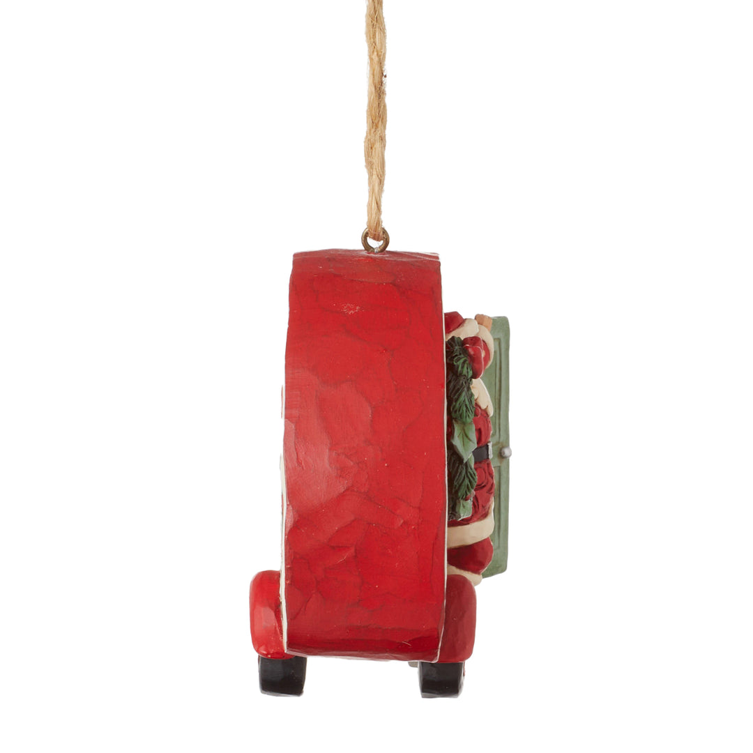 Jim Shore Heartwood Creek: Highland Glen Santa with Plaid Camper Hanging Ornament