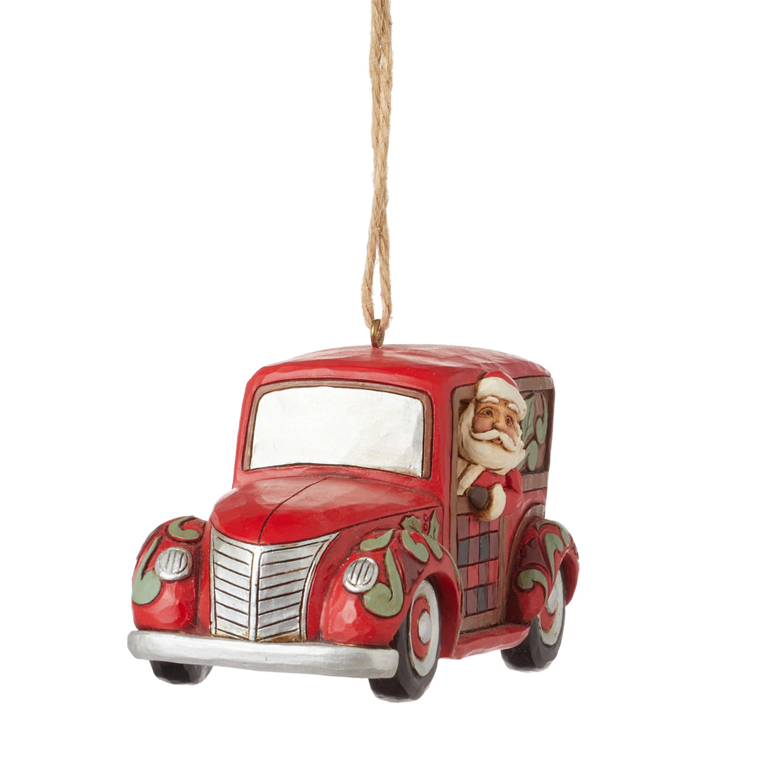 Jim Shore Heartwood Creek: Highland Glen Santa Woody Wagon Hanging Ornament