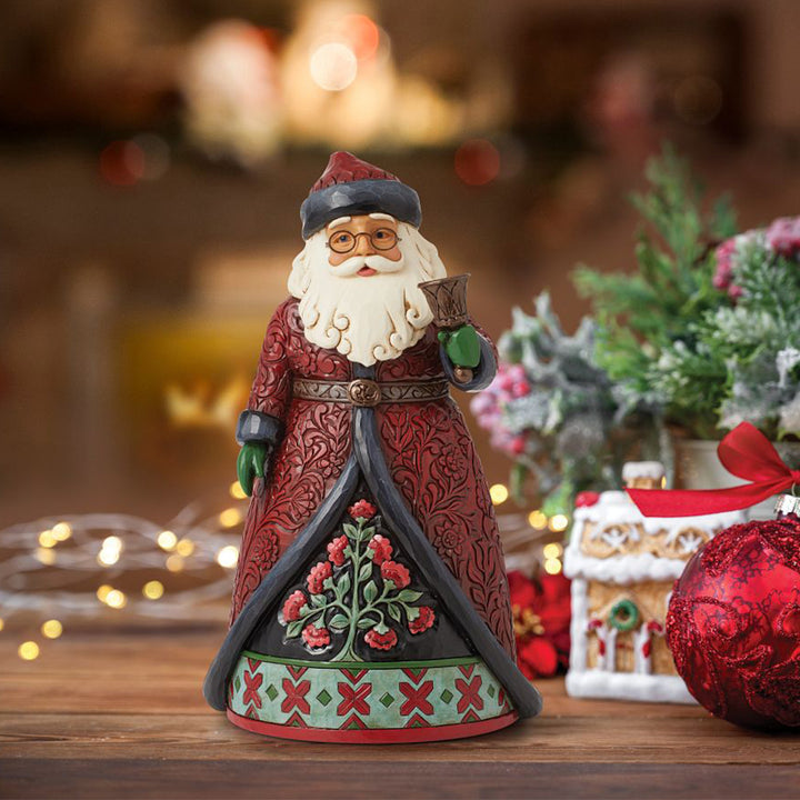 Jim Shore Heartwood Creek: Holiday Manor Santa with Bell Figurine sparkle-castle
