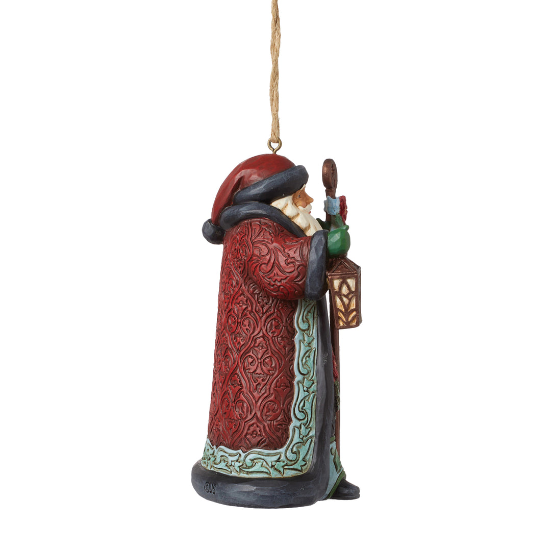 Jim Shore Heartwood Creek: Holiday Manor Santa with Cane Hanging Ornament sparkle-castle