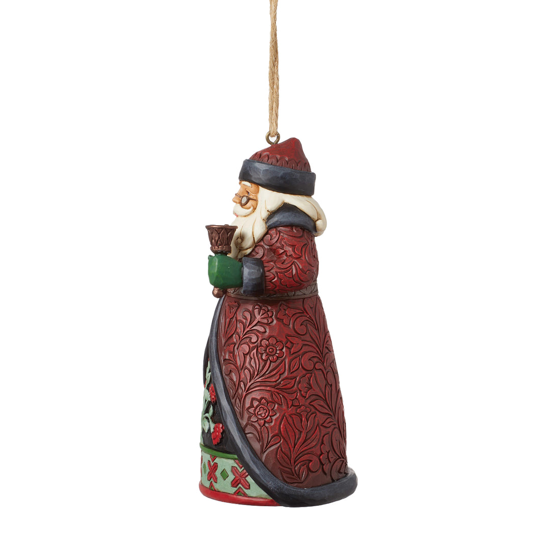 Jim Shore Heartwood Creek: Holiday Manor Santa with Bell Hanging Ornament sparkle-castle