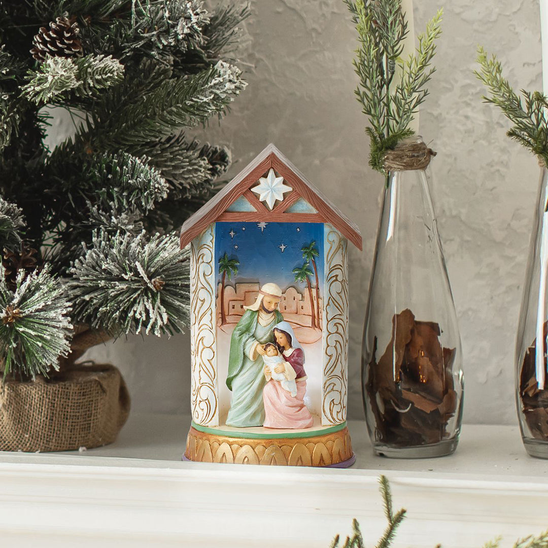 Jim Shore Heartwood Creek: Holy Family Lighted Diorama Figurine sparkle-castle
