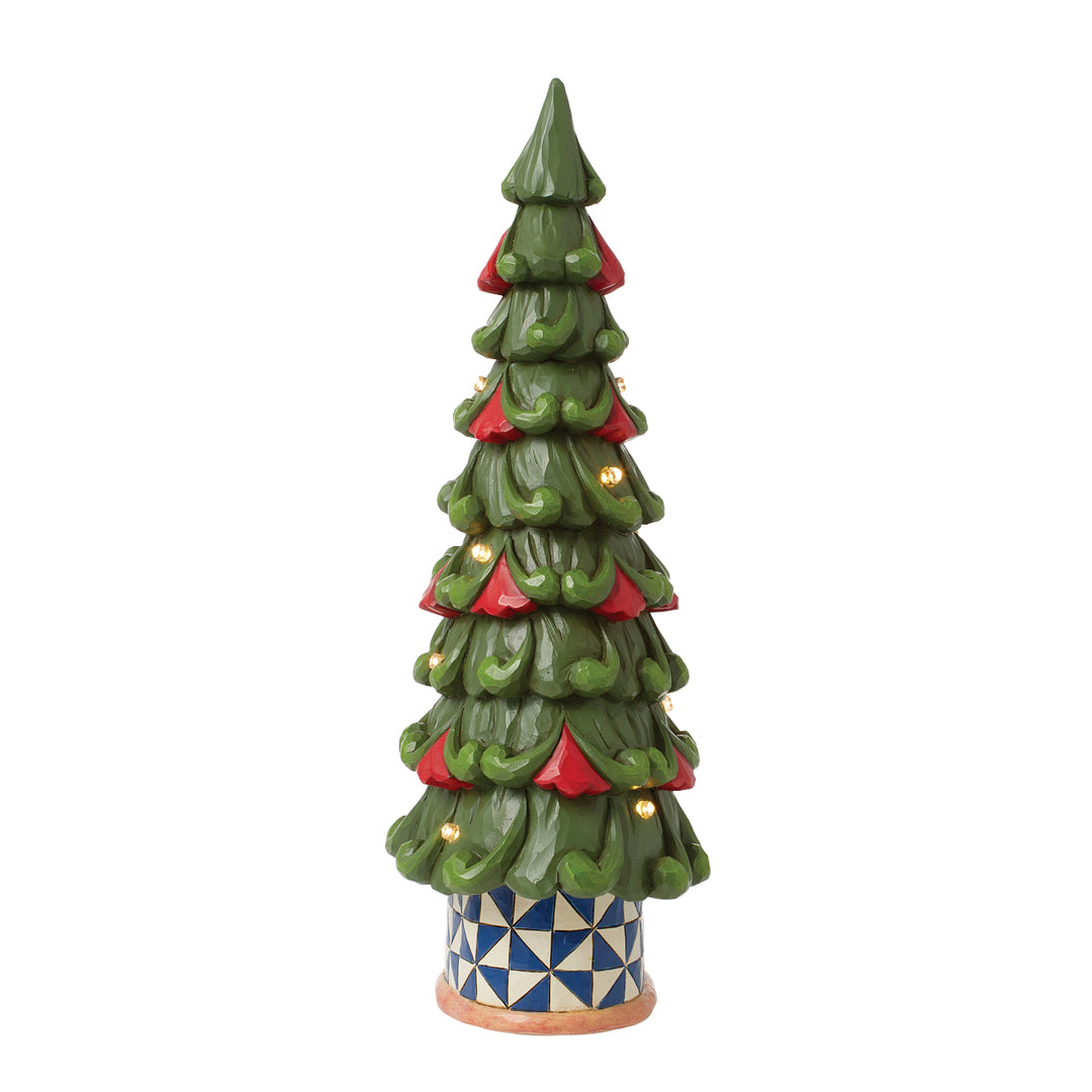 Jim Shore Heartwood Creek: Light Up Tree with Windmill Pattern Base Figurine sparkle-castle