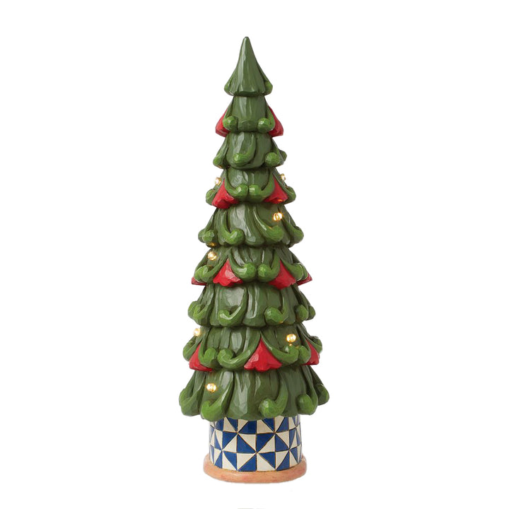 Jim Shore Heartwood Creek: Light Up Tree with Windmill Pattern Base Figurine sparkle-castle