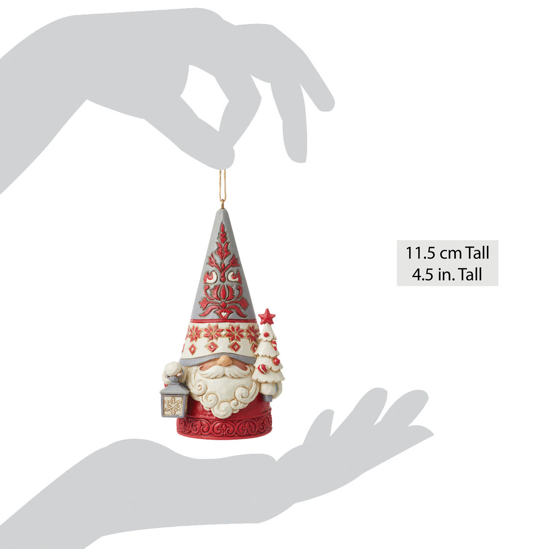 Jim Shore Heartwood Creek: Nordic Noel Gnome with Tree Hanging Ornament sparkle-castle