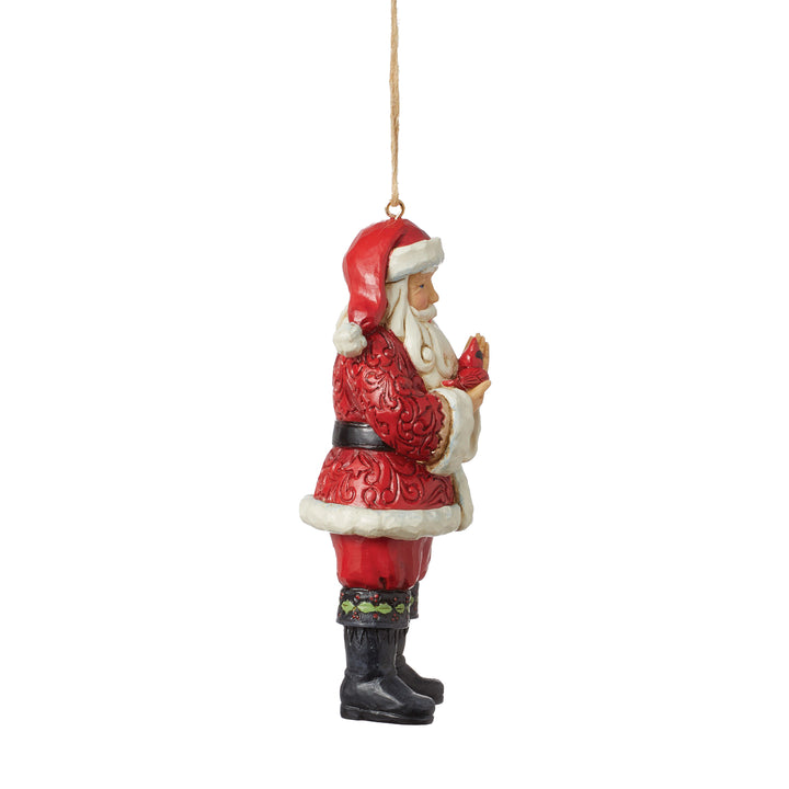 Jim Shore Heartwood Creek: Santa Holding Cardinal Hanging Ornament sparkle-castle