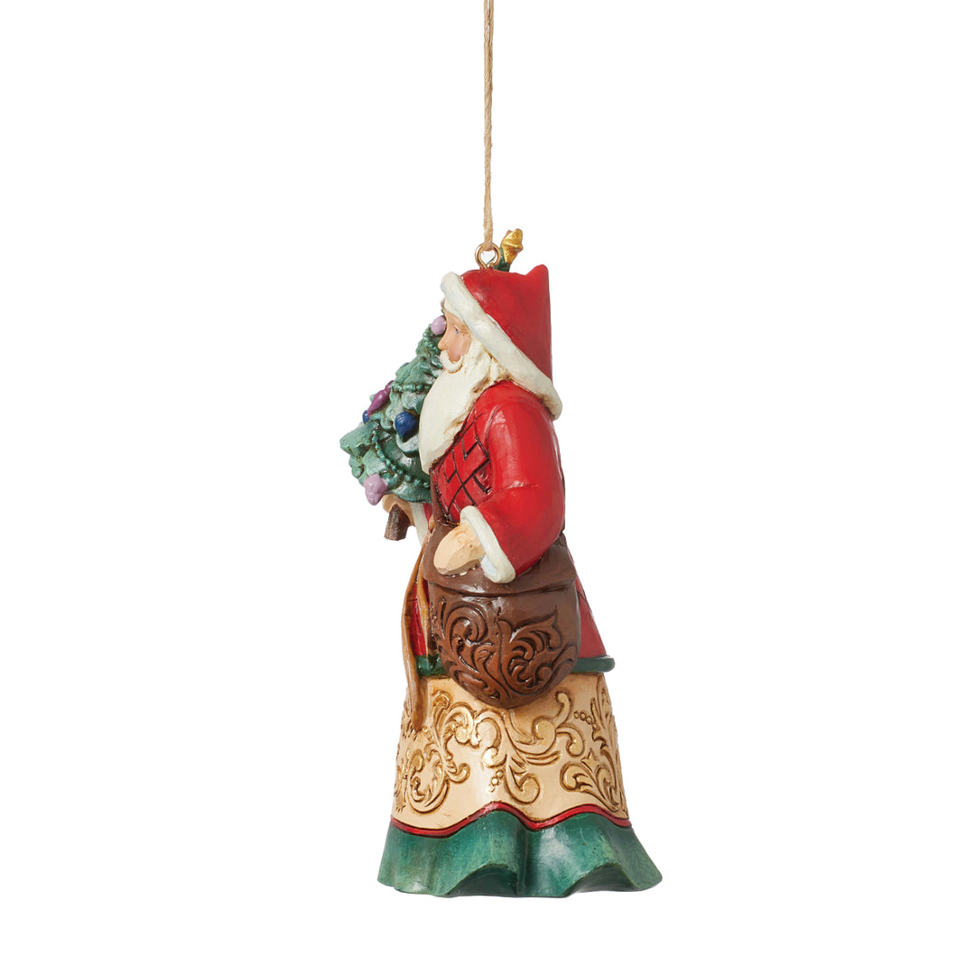 Jim Shore Heartwood Creek: Santa With Tree and Toy Bag Hanging Ornament sparkle-castle