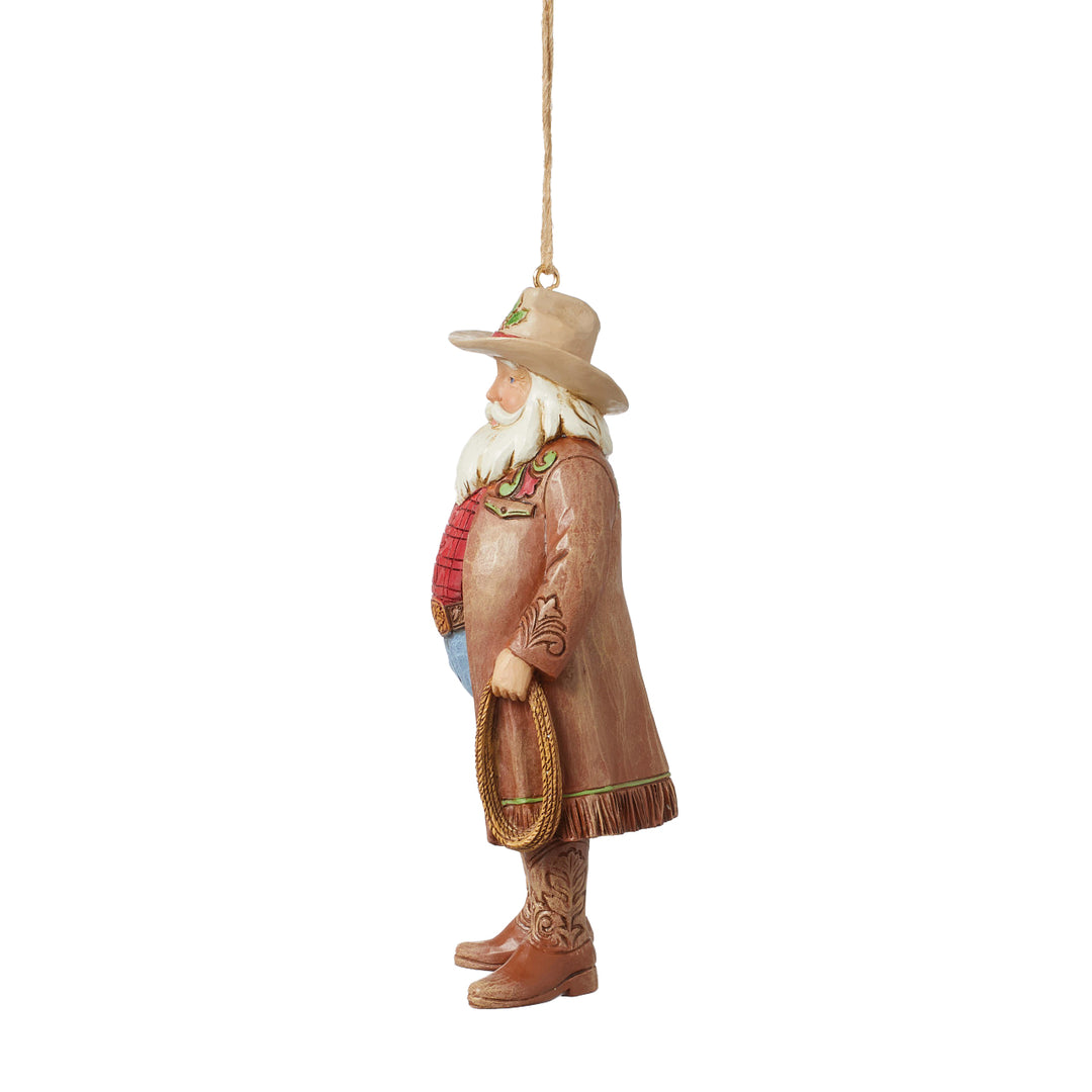 Jim Shore Heartwood Creek: Western Santa In Cowboy Hat Hanging Ornament sparkle-castle