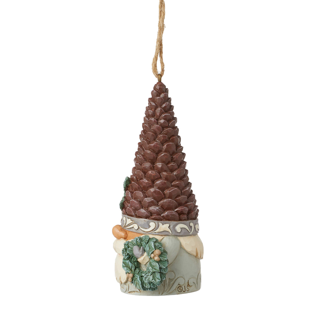 Jim Shore Heartwood Creek: White Woodland Gnome with Pinecone Hat Hanging Ornament