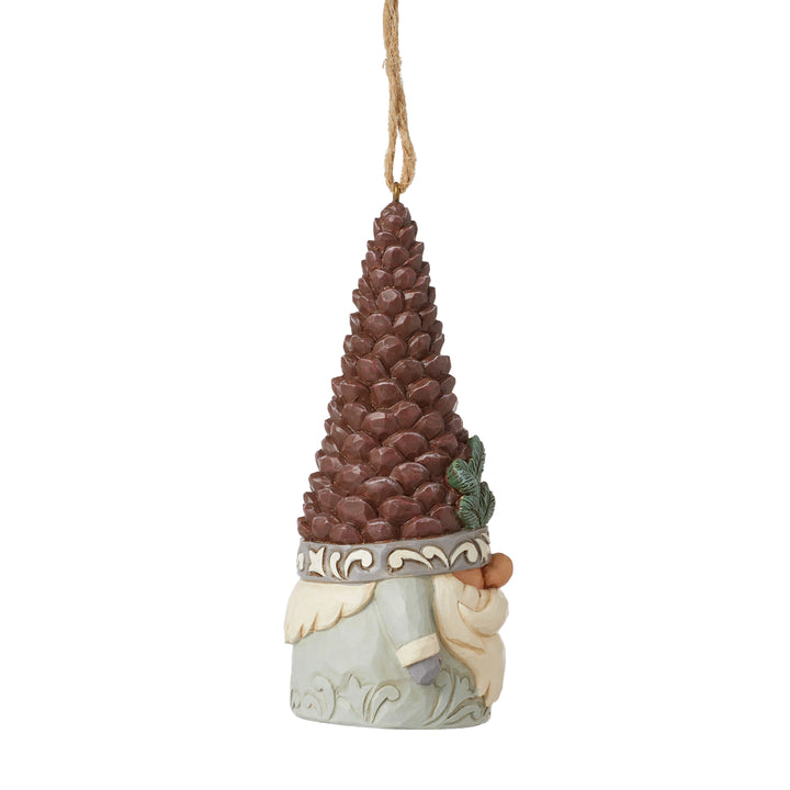 Jim Shore Heartwood Creek: White Woodland Gnome with Pinecone Hat Hanging Ornament