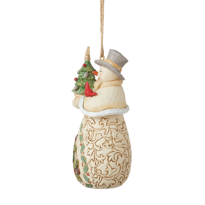 Jim Shore Heartwood Creek: White Woodland Snowman Evergreen Hanging Ornament