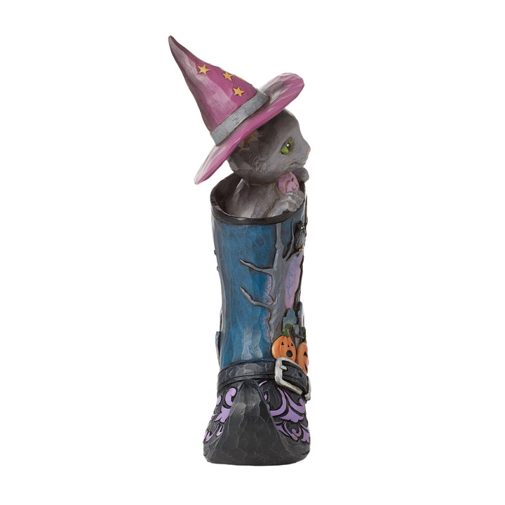 Jim Shore Heartwood Creek: Witch's Boot with Black Cat Figurine