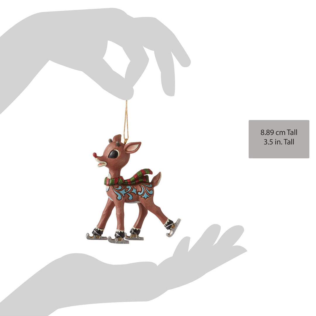 Jim Shore Rudolph Traditions: Rudolph Ice Skating Hanging Ornament sparkle-castle