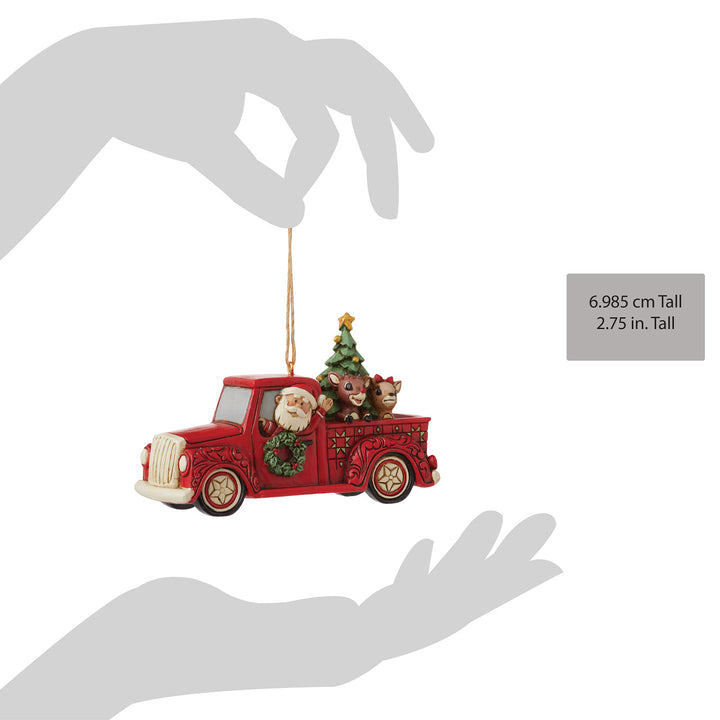 Jim Shore Rudolph Traditions: Rudolph In Red Truck Hanging Ornament sparkle-castle