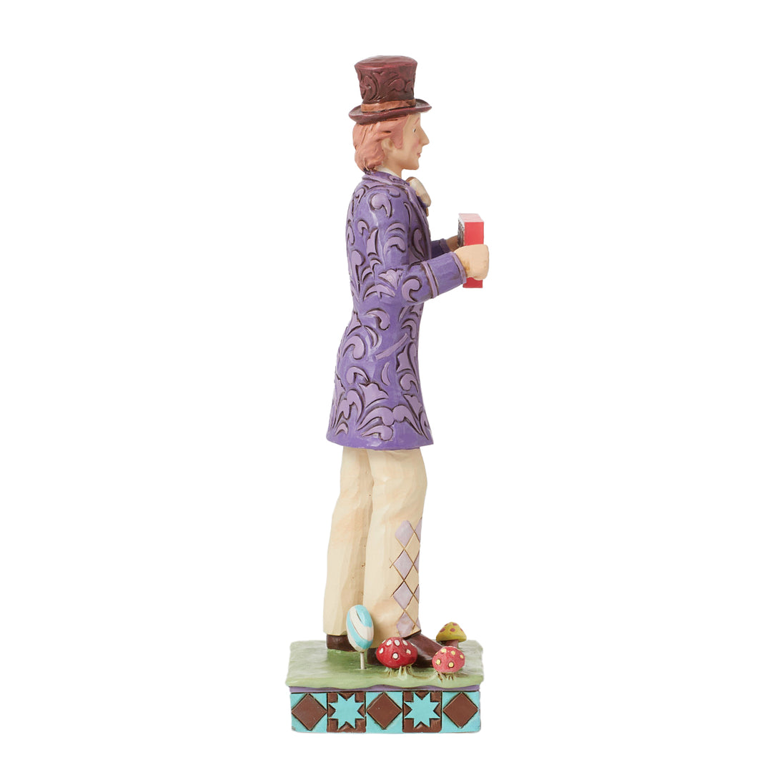 Jim Shore Willy Wonka: Willy Wonka With Rotating Golden Ticket Figurine sparkle-castle