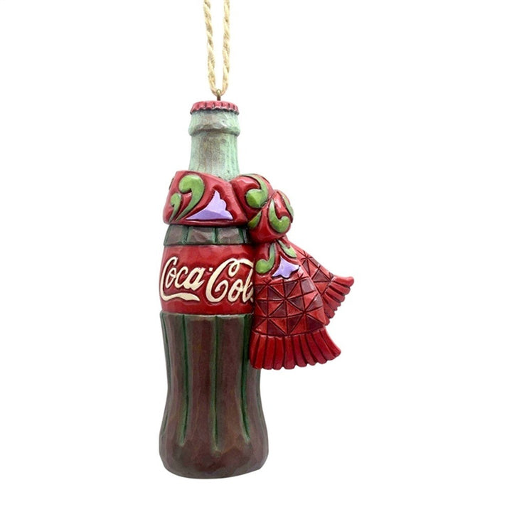 Jim Shore Coca-Cola: Coca Cola Bottle with Scarf Hanging Ornament sparkle-castle