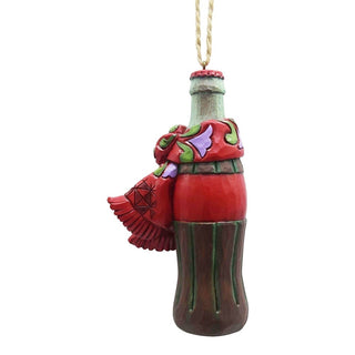 Jim Shore Coca-Cola: Coca Cola Bottle with Scarf Hanging Ornament sparkle-castle