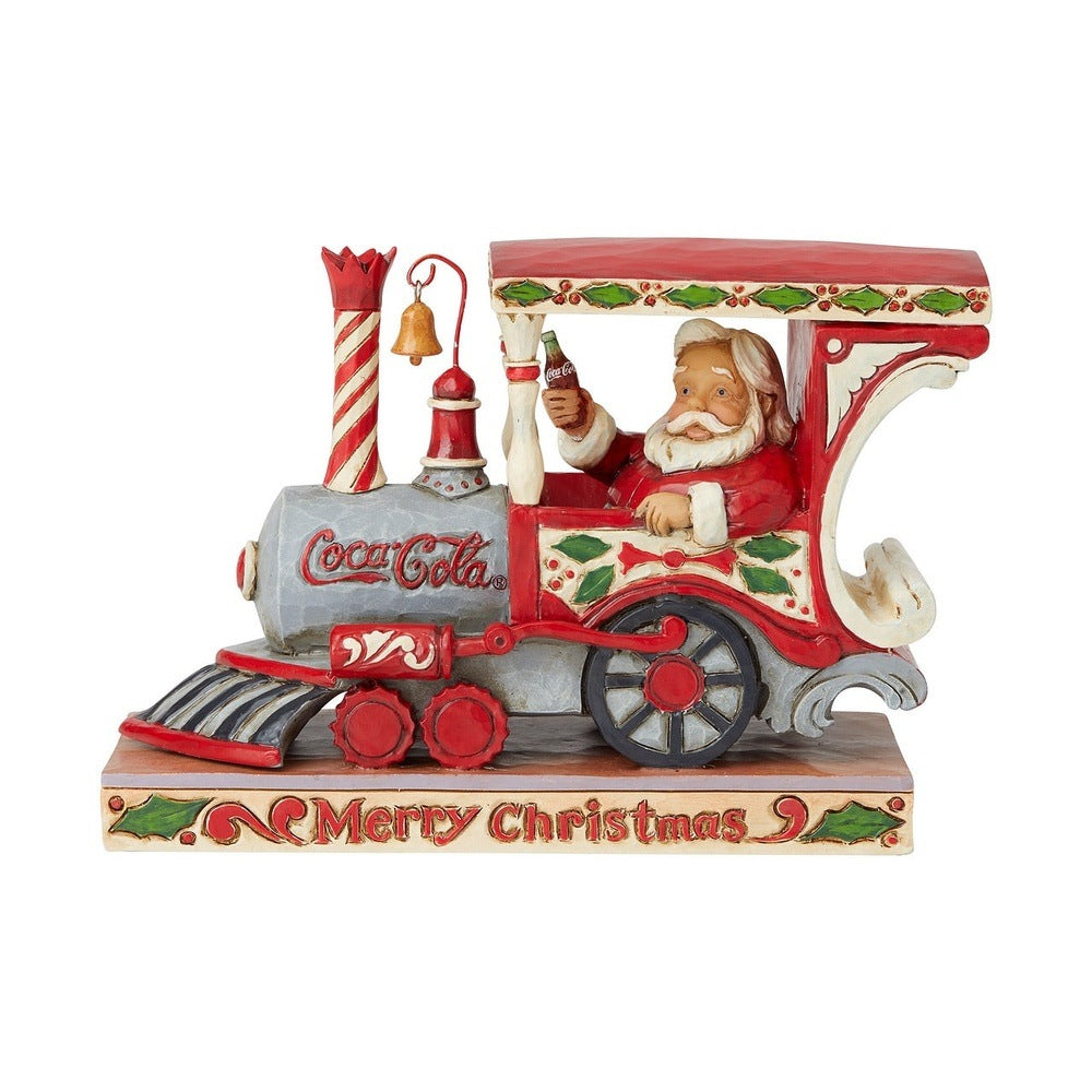 Jim Shore Coca-Cola: Santa in Coke Train Engine Figurine sparkle-castle