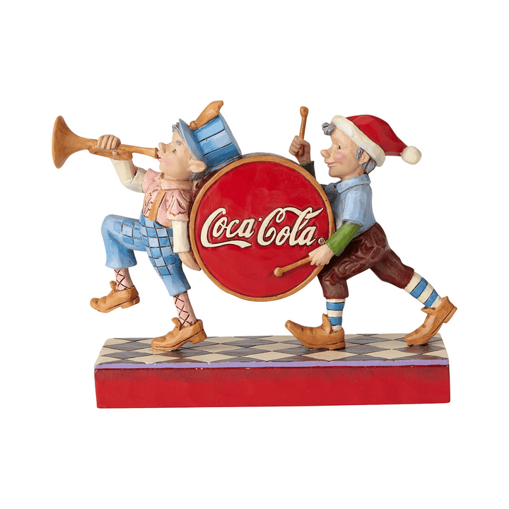 Jim Shore Coca-Cola: Santa's Elves Elf Marching Band Figurine sparkle-castle