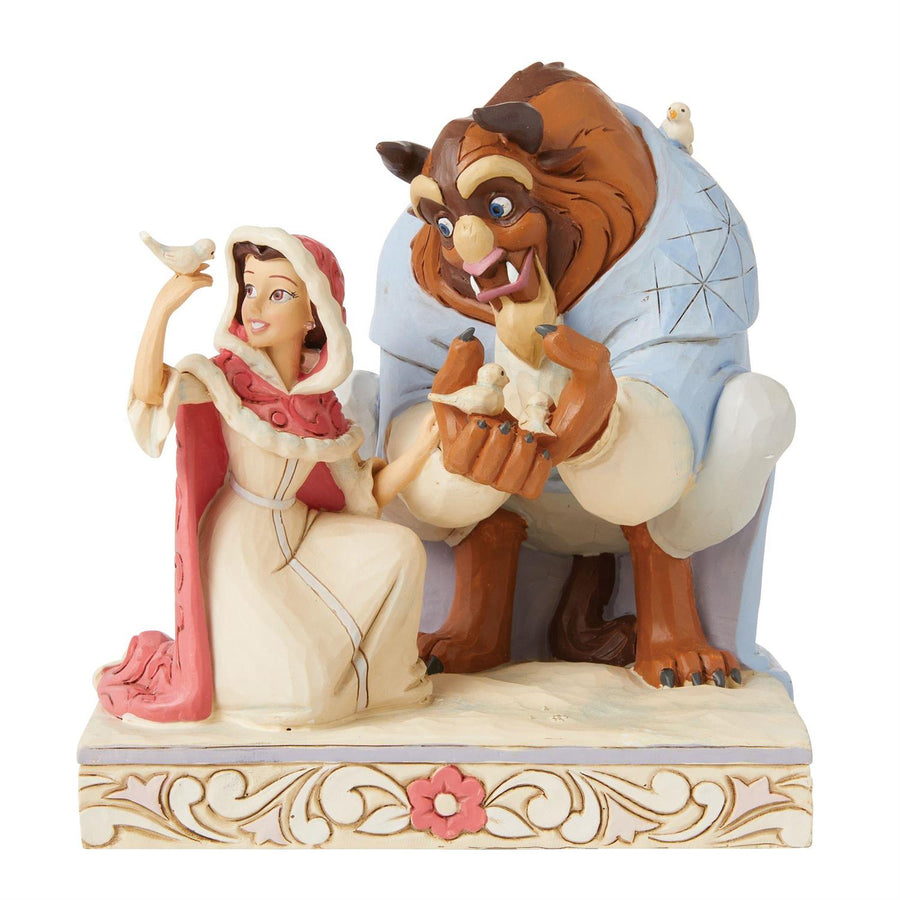 Jim Shore Disney Traditions: White Woodland Belle and Beast Figurine sparkle-castle